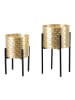 Mauro Ferretti Set mit 2 gold-schwarzen Metall-Pflanztöpfen, Ø 21x38-19x28 cm