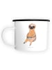 Mr. & Mrs. Panda XL Emaille Tasse Faultier Kaffee ohne Spruch in Weiß