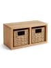 relaxdays Wandregal 2 Körbe in Natur - (B)31 x (H)16 x (T)18 cm