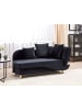 Beliani Chaiselongue MERI in Schwarz/Heller Holzfarbton - (W) 155 x (H) 76 x (L) 69 cm