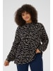 KAFFE curve Langarm-Bluse KClune in Black/Beige Abstract Print
