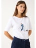 More & More stretchiges Baumwollshirt, Frontprint in white