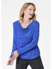 GOLDNER Kurzgröße:  Langarmshirt mit Wasserfallausschnitt in royalblau