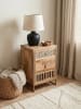 KADIMA DESIGN Industrial Nachttisch, Mango Massivholz/Rattan, 3 Schubladen
