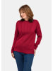 GOLDNER Kurzgröße:  Stehkragenpullover im Zopfstrick in bordeaux