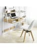 SoBuy Schreibtisch in Weiß und Natur - (B)81 x (H)100 x (T)50cm
