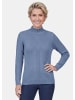 GOLDNER Kurzgröße:  Rippenpullover mit Stehkragen in rauchblau
