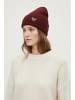 Faera Strickmütze mit Umschlag gerippt warm Herz Patch in Bordeaux