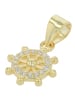 Adeliás Damen Anhänger Steuerrad aus 925 Silber mit Zirkonia in gold