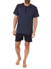 NORMANN Schlafanzug kurzarm Shorty Knopfleiste am Hals - 78385 in grau