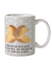 Mr. & Mrs. Panda Tasse Igel händchenhaltend mit Spruch in Grau Pastell