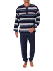 NORMANN Frottee Schlafanzug Bündchen Blockstreifen - 81322 in marine