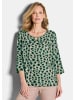 GOLDNER Blusenshirt Elegante Viskosebluse mit Leo-Muster in graugrün / gemustert
