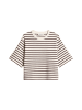 Marc O'Polo Gestreiftes Kurzarm-Sweatshirt cropped in Dark Red