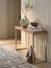 KADIMA DESIGN Konsolentisch ISEN: Flexibel, 120x76x45 cm, Massivholz, Chromgestell in Beige