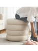 relaxdays Teddyfell Hocker in Creme - (H)47 x Ø 42 cm