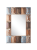 Beliani Wandspiegel HIZOTE in Braun/Heller Holzfarbton/Blau - (W) 63 x (H) 90 x (L) 7 cm