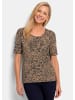 GOLDNER Jersey-Shirt mit Leo Print in caramel / schwarz / gemustert