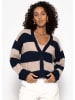 SASSYCLASSY Cardigan mit Blockstreifen und V-Ausschnitt in Dunkelblau