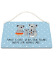 Mr. & Mrs. Panda Deko Schild Koala Familie mit Spruch in Blau Pastell