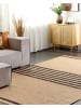 Beliani Geflochtener Teppich ERICEK in Beige/Schwarz - (W) 200 x (L) 300 cm