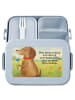 Mr. & Mrs. Panda Snackbox Hund Blume Design mit Spruch in Blau Pastell
