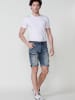 KOROSHI Regular fit stretch denim bermuda shorts. in blau