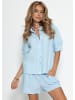 SASSYCLASSY Kurzarm Musselin Bluse in Hellbau