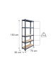 relaxdays Schwerlastregal "5 Ebenen" in Anthrazit - (B)75 x (H)150 x (T)30 cm
