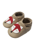 Yalion Baby-Lederlaufschuhe mit rutschfester Sohle – khaki mit Fuchsmotiv