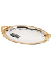 Almina 2er-Set Serviertabletts aus hochwertigem 18/10 Edelstahl in Silber/Gold(Motiv7)