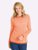 Sieh an! Rundhals-Pullover in papaya-ecru-gemustert