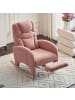 ABRIHOME Schaukelstuhl in Rosa Teddy Stoff mit Armlehne