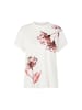 MARC CAIN Florales T-Shirt mit Perlendetails in Weiß