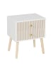 relaxdays Nachttisch in Weiß/ Natur - (B)40 x (H)47 x (T)30 cm