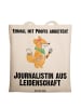 Mr. & Mrs. Panda Jutebeutel Journalistin Leidenschaft mit Spruch in Creme