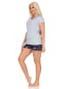 NORMANN Kurzarm Schlafanzug Pyjama Shorty Schmetterling Motiv - 85286 in grau