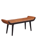 KADIMA DESIGN Sitzbank Echtleder / Massivholz Bank 125x51x38 cm Modern,
