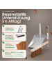 Novaliv Kehrblech Set KOKOSBORSTEN Handfeger Kehrblechgarnitur Metall mit Gumm in Braun