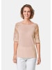 GOLDNER Pullover mit Spitzeneinsätzen und Glanzsteinchen in hellmelba