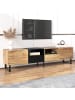 ABRIHOME Moderner TV-Schrank in Holz-Schwarz – 190cm mit Stauraum und robusten Füßen