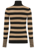Tamaris Rollkragenpullover in schwarz-camel gestreift