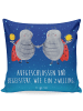 Mr. & Mrs. Panda Lounge Kissen Sternzeichen Zwilling mit Spruch in Sternenhimmel Blau