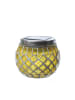MARELIDA LED Solar Windlicht Mosaik Solarglas H: 9cm in gelb