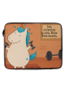 Mr. & Mrs. Panda Notebook Tasche Einhorn Fitness Design mit Spruch in Weiß
