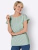 Sieh an! Baumwollbluse in eucalyptus-gestreift