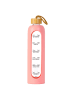 Intirilife Trinkflasche aus Glas mit Zeitmarkierung Wasser Flasche 820 - 900 ml in Rosa