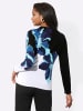 WITT WEIDEN Langarm-Pullover in schwarz-aquamarin-bedruckt