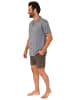 NORMANN kurzarm Schlafanzug Shorty Pyjama zum durchknöpfen - 78279 in dunkelgrau