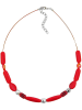 Gallay Kette Drahtkette mit Glasperlen rot-geflammt 42cm in rot